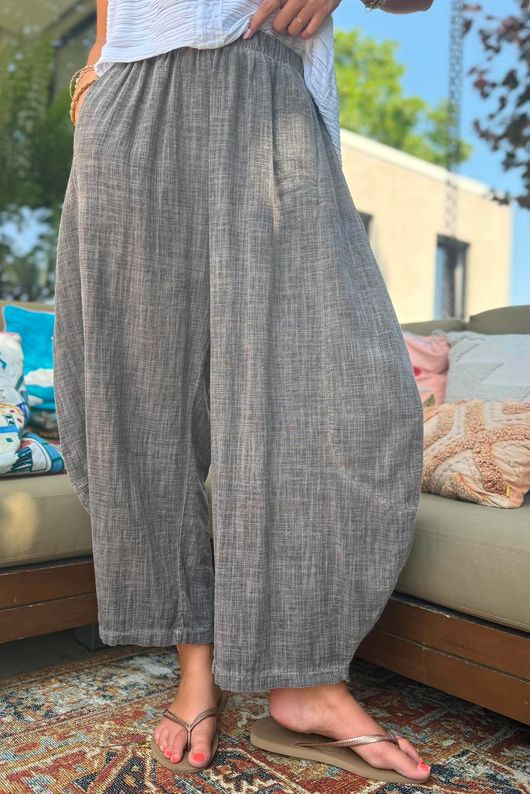 Frame Cotton Vintage Wash Barrel Pant Chocolate